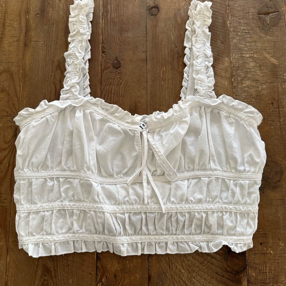 Zara Elegant White Ruffled Blouse